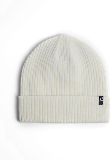 Beanie Unisex Beanie with Rib Knit in White color