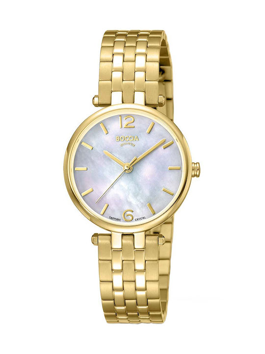 Boccia Uhr mit Gold Metallarmband