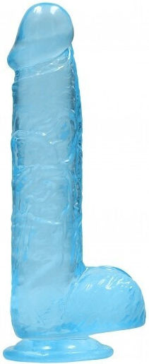 Shots Real Rock Crystal Clear Dildo With Balls Реалистично дилдо с Топки и Вендуза Синьо 15см