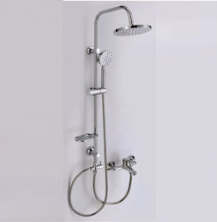 Inter Ceramic ICT6641 Shower Column with Bathtub Mixer 90 cm Silver