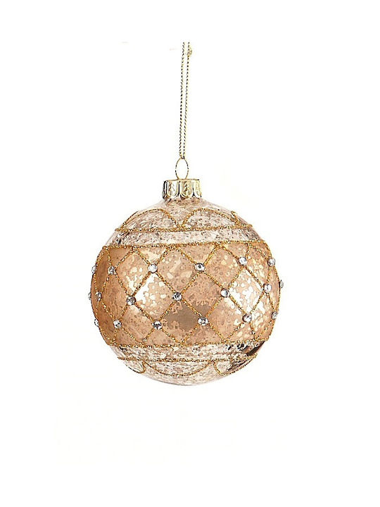 CHRISTIAN GLASS BALL GOLD WITH GLITTER F8CM - 02-9765595