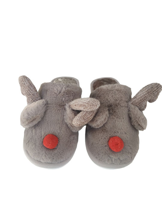 Winter Women's Slippers Reindeer Winter Slippers Color Cigar