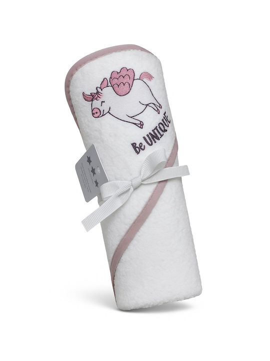 Beboulino Baby Hooded Towel Unicorn White 75x75cm