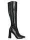 Synthetic Leather High Heel Women's Boots with Zipper Black