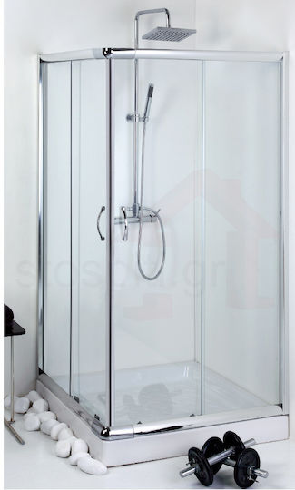 Crown 441290 Кабинет Душ с Плъзгащи се Врата 80-90x90x185см Chrome