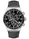 Swatch Dream Ανδρικό Ρολόι 43mm Χρονογράφος Μπαταρίας με Μαύρο Δερμάτινο Λουράκι