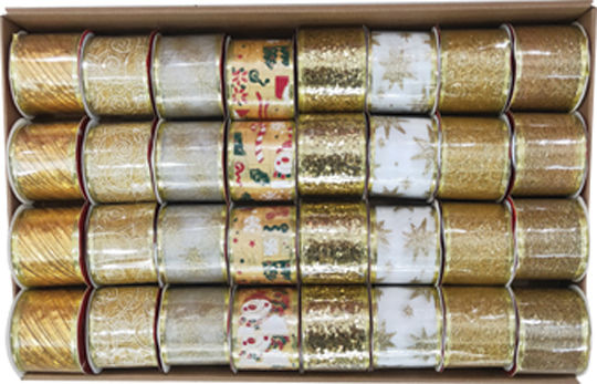 AGC Christmas Ribbon Gold 270x6.3cm 16pcs