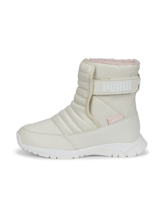 Puma Nieve Winter Kids Snow Boots with Hoop & Loop Closure White