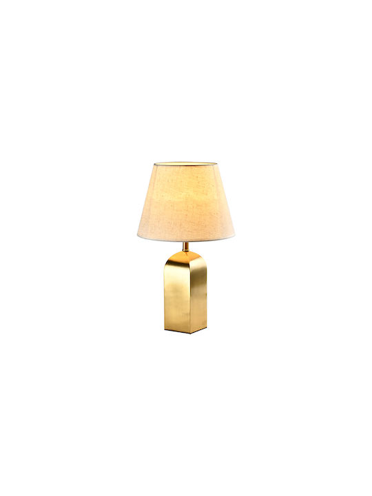 Elmark Ponza Metal Table Lamp for Socket E27 with Beige Shade and Gold Base