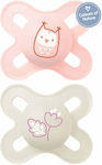 Mam Orthodontic Pacifiers Silicone Owl Flowers Pink-Beige for 0-2 months 2pcs