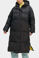 Ugg Australia Keeley Women's Long Puffer Jacket Waterproof for Winter with Hood Black