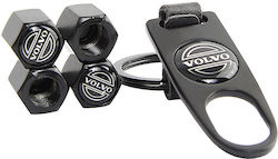 Carner Car Tire Valve Caps with Logo Volvo Black 4pcs