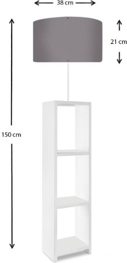 Megapap Loyd Stehleuchte H150xB38cm. mit Fassung für Lampe E27 Weiß