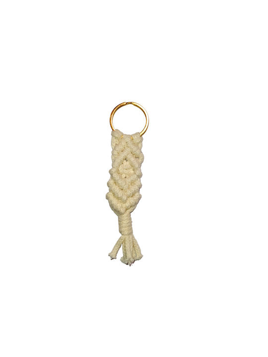 Lanț cheie Macrame Diamond - Ivory