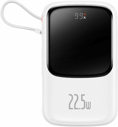 Baseus Qpow Power Bank 10000mAh 22.5W με Θύρα USB-A και Θύρα USB-C Power Delivery / Quick Charge 3.0 Λευκό