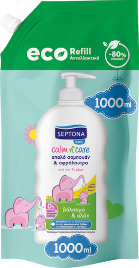 Septona Calm 'n Care Απαλό Σαμπουάν & Αφρόλουτρο με Βάλσαμο & Αλόη 1000ml με Αντλία