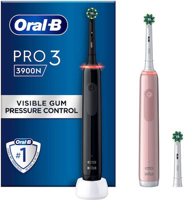 Oral-B Pro 3 3900 Ηλεκτρική Οδοντόβουρτσα με Χρονομετρητή και Αισθητήρα Πίεσης Black / Pink