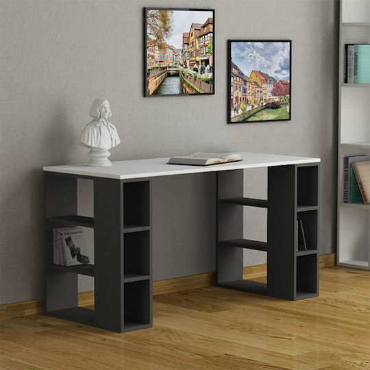 Birou Colmar Din Lemn Cu Birou Antracit / Alb 140x60x75cm