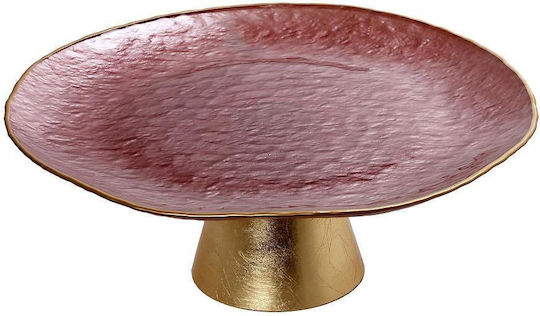 Espiel Shine Dekorative Platte Rund Glas Rosa 1Stück 33x33x33cm