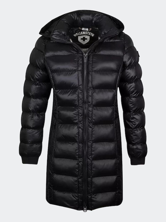 Wellensteyn Women's Long Puffer Jacket for Winter with Hood Black