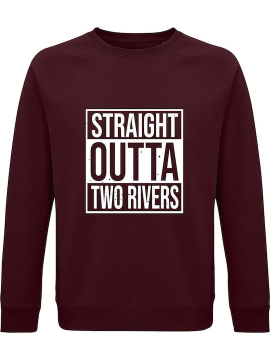 Sweatshirt Unisex Bio "Straight Outta Two Rivers The Wheel Of Time", Burgunderrot