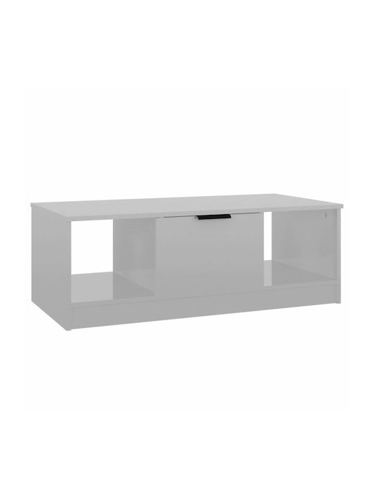 Rectangular Wooden Coffee Table Λευκό L102xW50x...