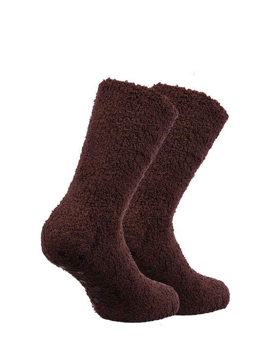 Fluffy high non-slip socks Brown