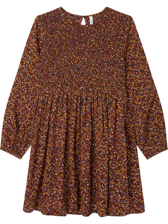 ZELA Children's Dress Long Sleeve with Sequins Brown
