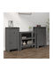 Living Room Display Cabinet Made of Solid Wood Grey 40x35x80cm