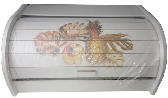 AT000681 Кутия за хляб с капак Дървени Бял 38x26x17см