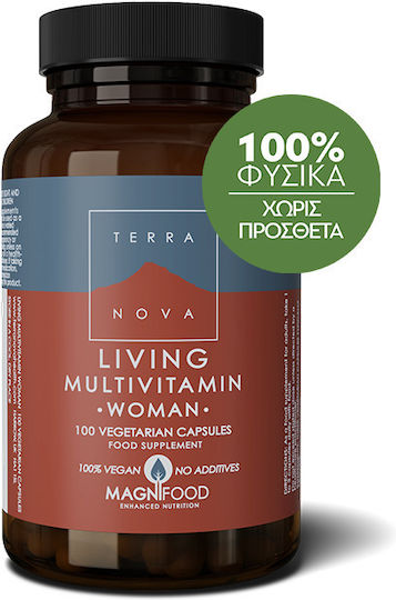 TerraNova Living Multivitamin Woman Мултивитамин за Енергия, Косата & Кожата 100 вегетариански капсули