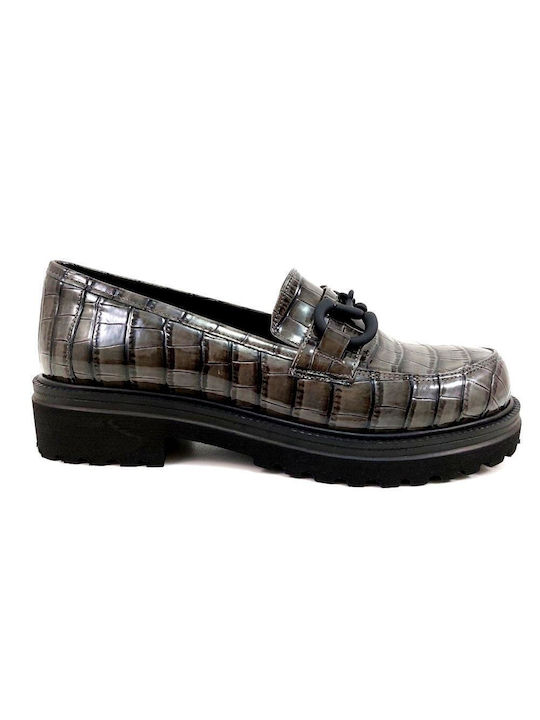 WOMEN'S MOCASINE GREY CROCKO - Grau