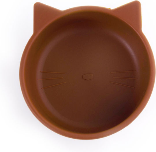 Baby Wise Baby Food Bowl Kitten made of Silicone Brown
