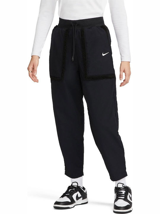 Sportswear Damen Jogginghosen Fleece Hohe Taille Schwarz