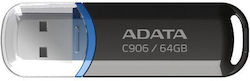 Adata C906 64GB USB 2.0 Stick Μαύρο