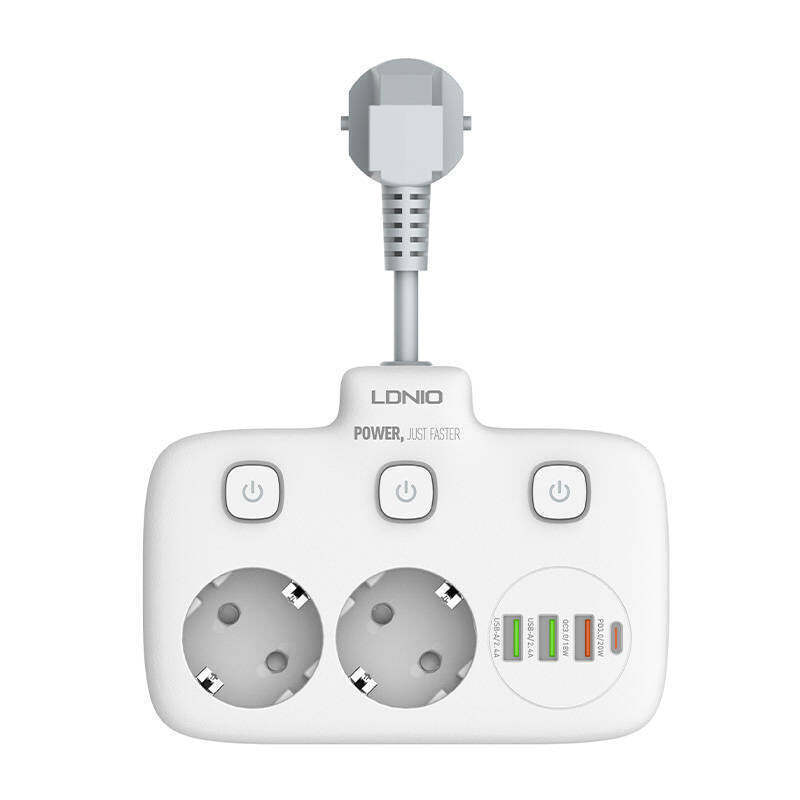 Ldnio Πολύπριζο 2 Θέσεων με Διακόπτη και 3 USB Λευκό SE2435 | Skroutz.gr