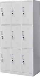 Earnur Metallic Galvanized Locker with 9 Shelves Ανοιχτό Γκρι 90x45x185cm