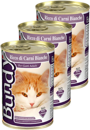 Bundy Adult Wet Food for Adult Cats in Cans with Poultry 3x400gr
