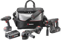Wurth M-Cube Top 3 Compact Set Angle Wheel & Drill & Drill Driver 18V with 3 5Ah Batteries and Case