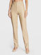 Guess Women's High-waisted Leather Trousers in Regular Fit Beige