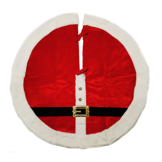 Christmas Tree Skirt Red with Velvet Texture D120cm.