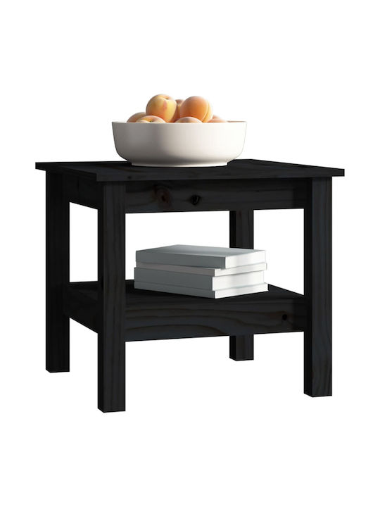 Square Solid Wood Side Table Black L45xW45xH40cm