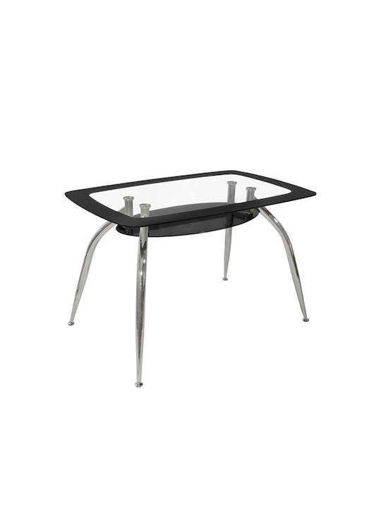 Haltia Table Kitchen with Glass Surface Chrome / Black 120x75x75cm