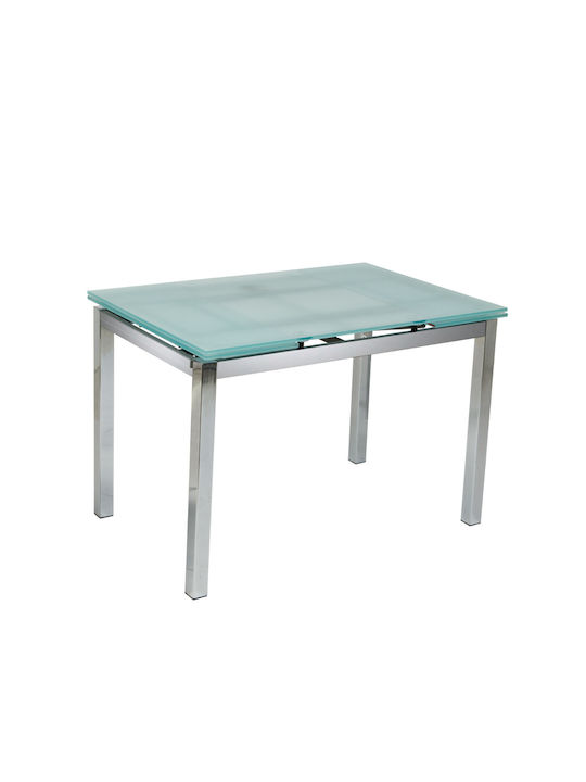 Botev Table Kitchen Extendable with Glass Surface Sandblasting / Chrome 110(+60)x70x75cm