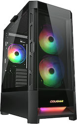 Cougar Duoface RGB Gaming Midi Tower Computer Case with Window Panel Black