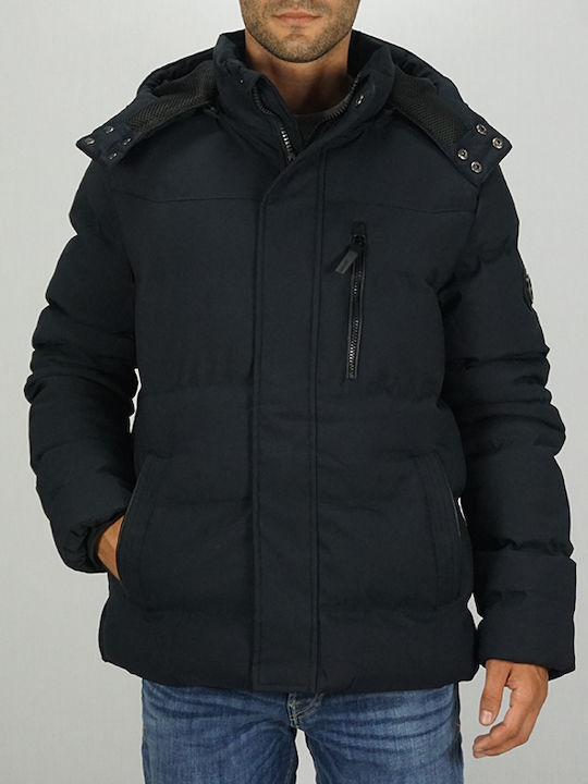 Biston Ανδρικό Χειμωνιάτικο Μπουφάν Puffer Navy Μπλε