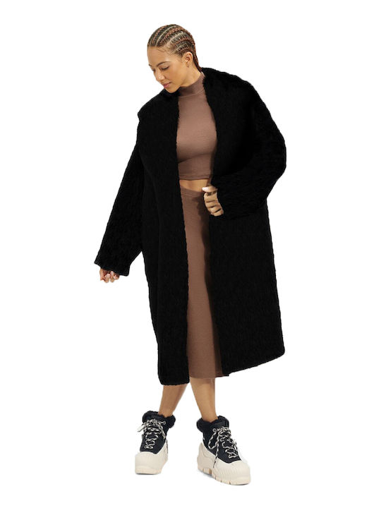 Ugg Australia Γυναικείο Μαύρο Παλτό με Γούνινες Λεπτομέρειες