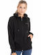 Long Women's Sweatshirt Jacket Hooded Black