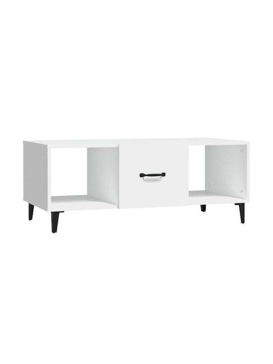 Rectangular Wooden Coffee Table White L102xW50x...