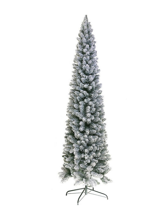 Χριστουγεννιάτικο Δέντρο Skyland Πράσινο Χιονισμένο Slim 240εκ με Μεταλλική Βάση